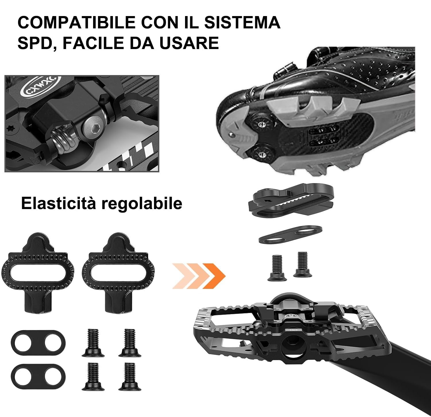 CXWXC Pedali per bicicletta, a clic e piatti con 3 cuscinetti, pedali in alluminio, 9/16 pollici, pedali per bici da corsa, mountain bike, city bike