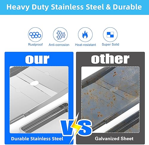 Miniatura 4 de Bandeja de grasa de repuesto para parrilla con bandeja de recepción, bandeja de goteo universal ajustable de 25 a 34 pulgadas, bandeja de grasa de