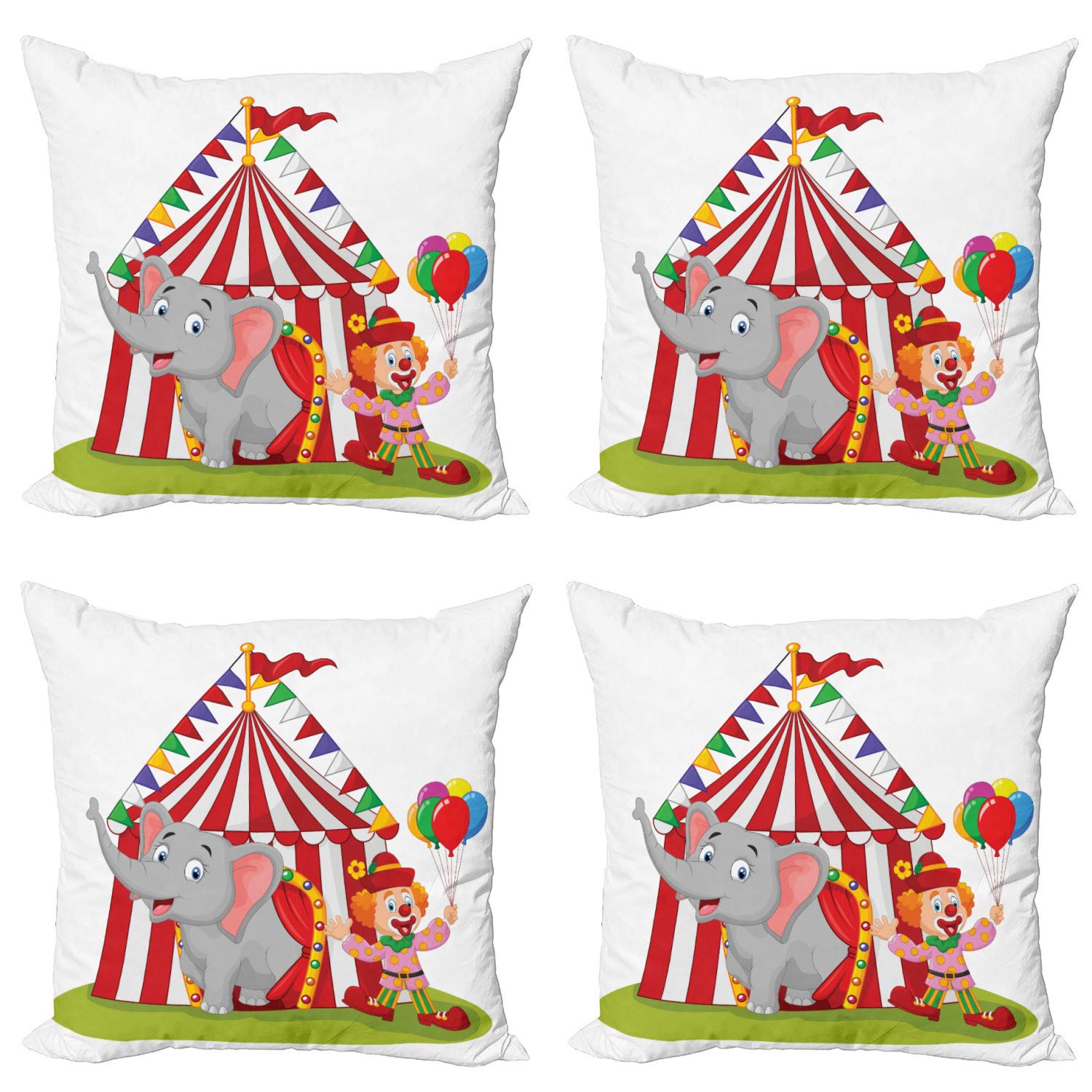 ABAKUHAUS Set Di 2 Federe Per Cuscini Circo Vintage – 60x40 Cm, Microfibra Morbida, Stampa Fronte/Retro, Multicolore