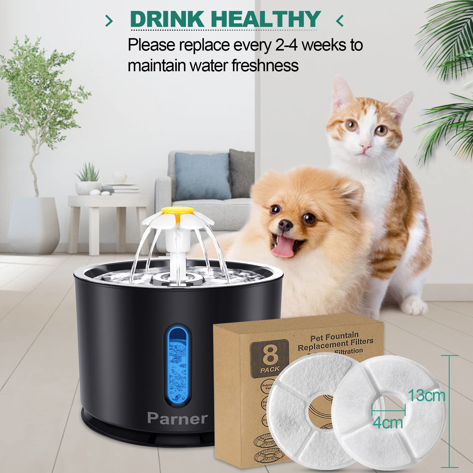Filtri Di Ricambio Per Fontana Gatti – 6 Pezzi Con Spugna Elimina Odori, Per Acqua Pulita E Fresca