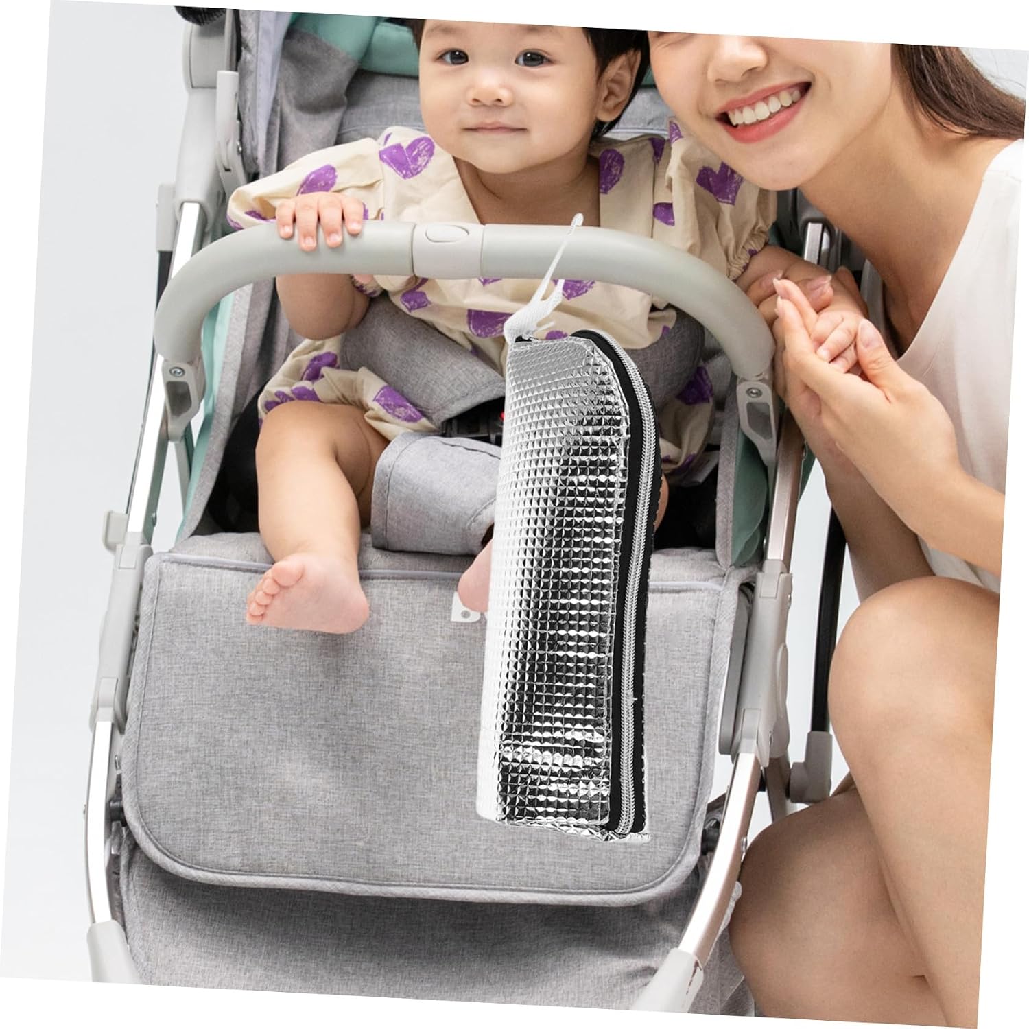2pcs Bottle Thermal Insulated Bags for Infants, Waterproof Portable Stroller Hanging Milk Bottle Warmer Pouches for Travel and Daily Use