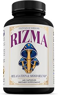 Rizma – Lion’s Mane, Reishi, & Cordyceps Mushroom Supplement for Brain Function, Mood, Focus & Energy – 60 Capsules