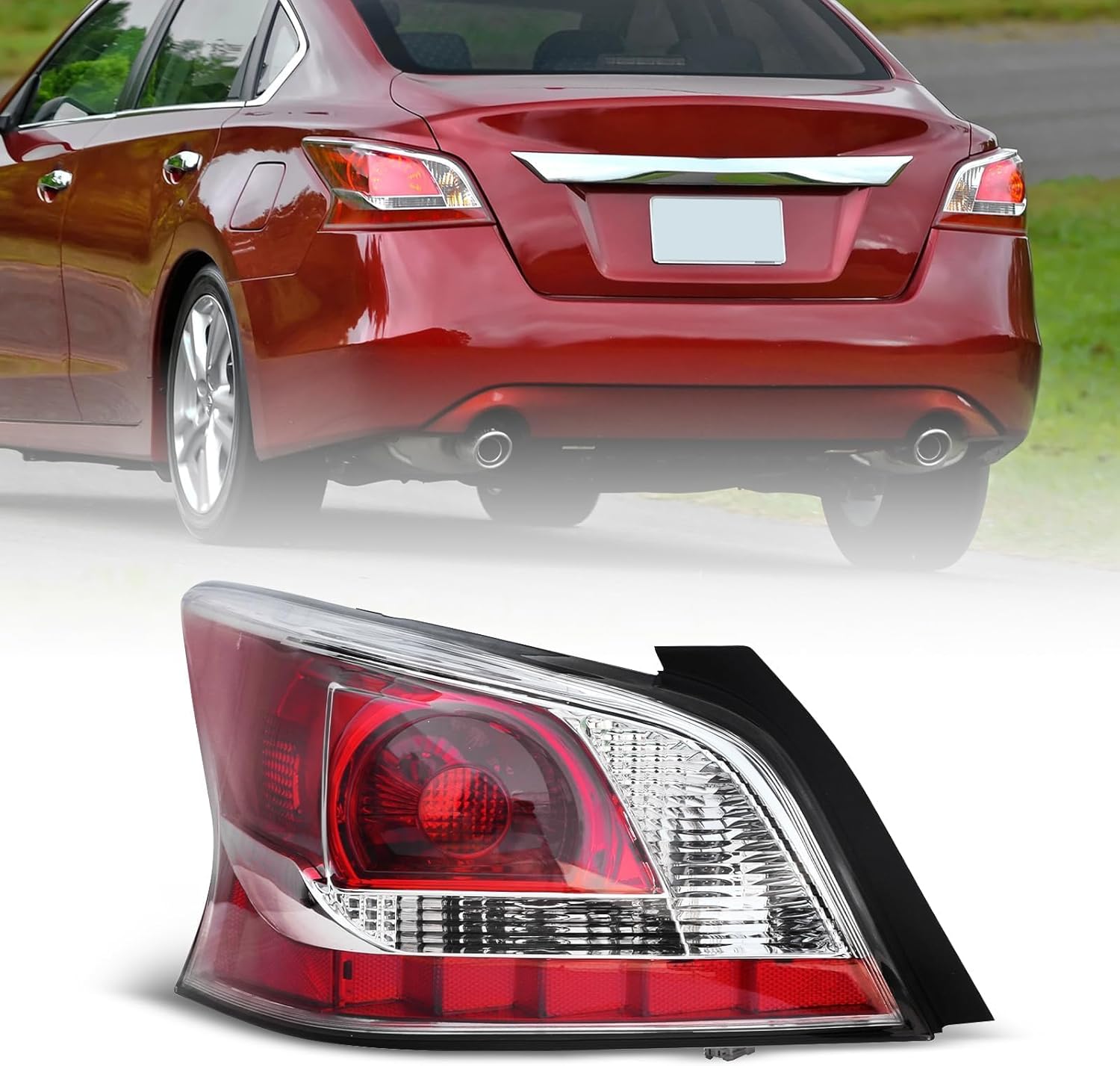 Tail Light Assembly Fits for 2013 2014 2015 Altima Sedan 4Door Red Clear Tail Lamp Brake Lamp Left Driver Side Replacement