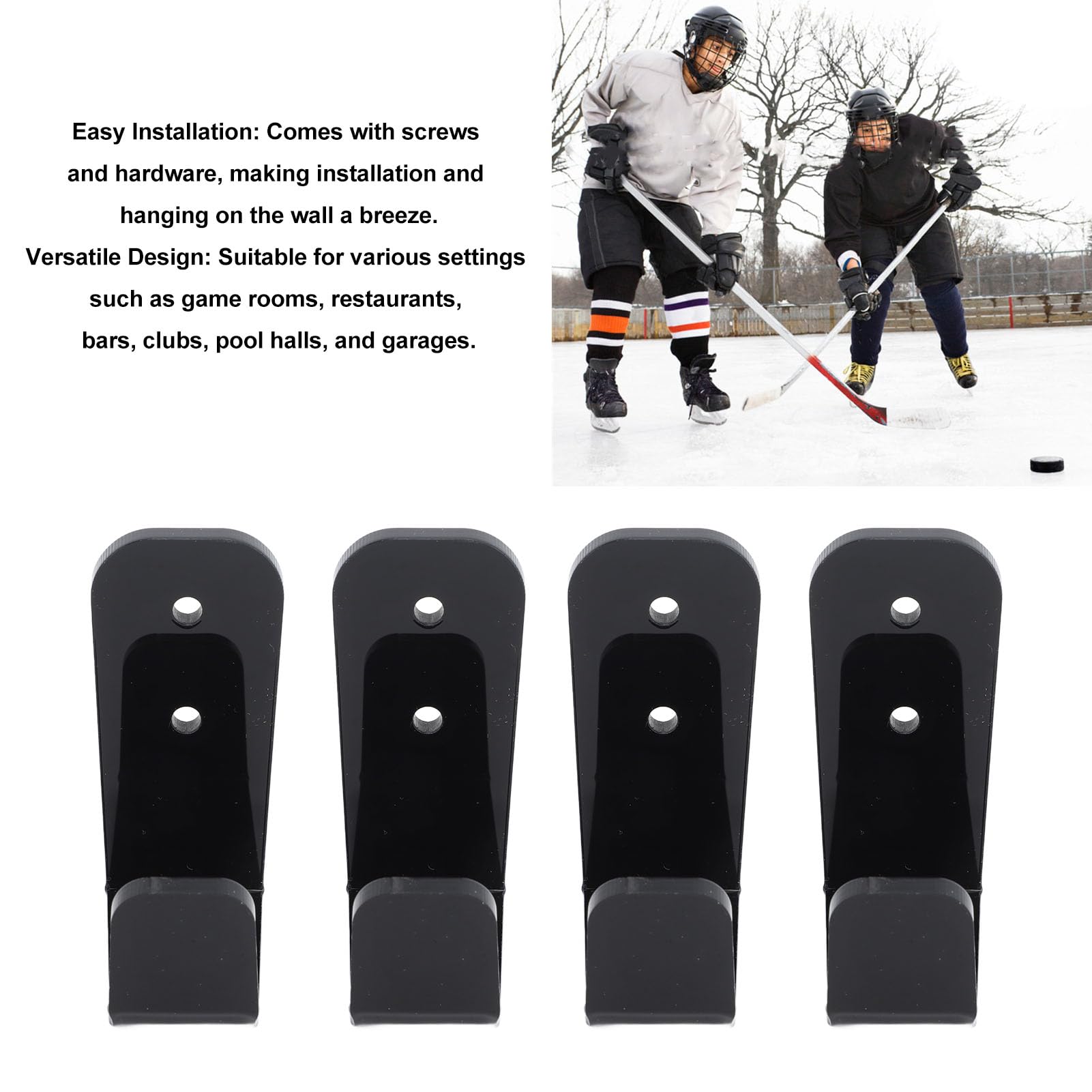 Pwshymi Hockey Stick Display Holder, Wall Mount 4PCS Versatile Easy Installation Hockey Stick Rack Acrylic for Garage, Pwshymioq69se1xpd