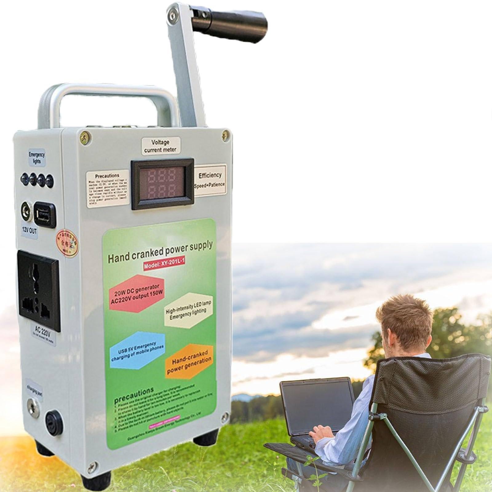 Generador de manivela con cargador USB,fuente de alimentación de emergencia portátil,cargador de teléfono,almacenamiento de generación de generador de carga USB,para viajes al aire libre y campamentos