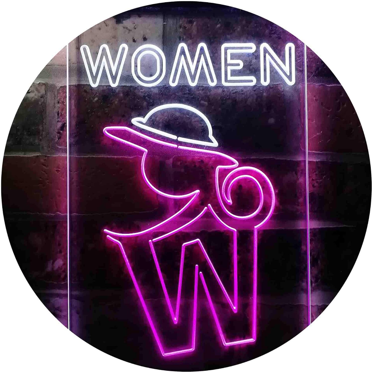 ADVPRO Retro Women Toilet Dual Color LED Neon Sign White & Purple 12 x 16 Inches st6s34-i3664-wp