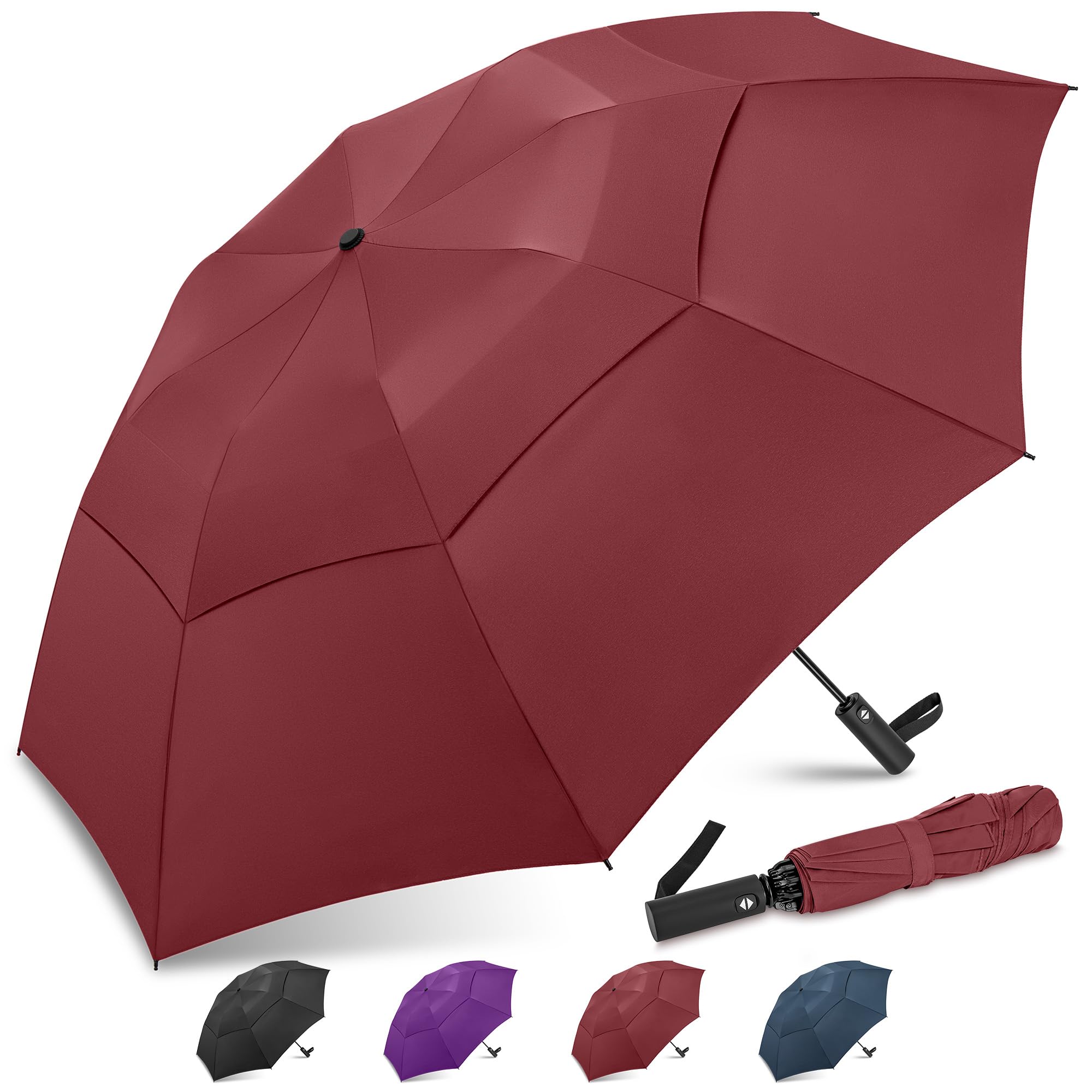 ZOMAKE Golf Umbrella Windproof and Rainproof 54in, Compact Large Umbrella, Big Folding Golfing Brolly Windproof Strong Double Canopy Unbreakable for Men Women (Red)
