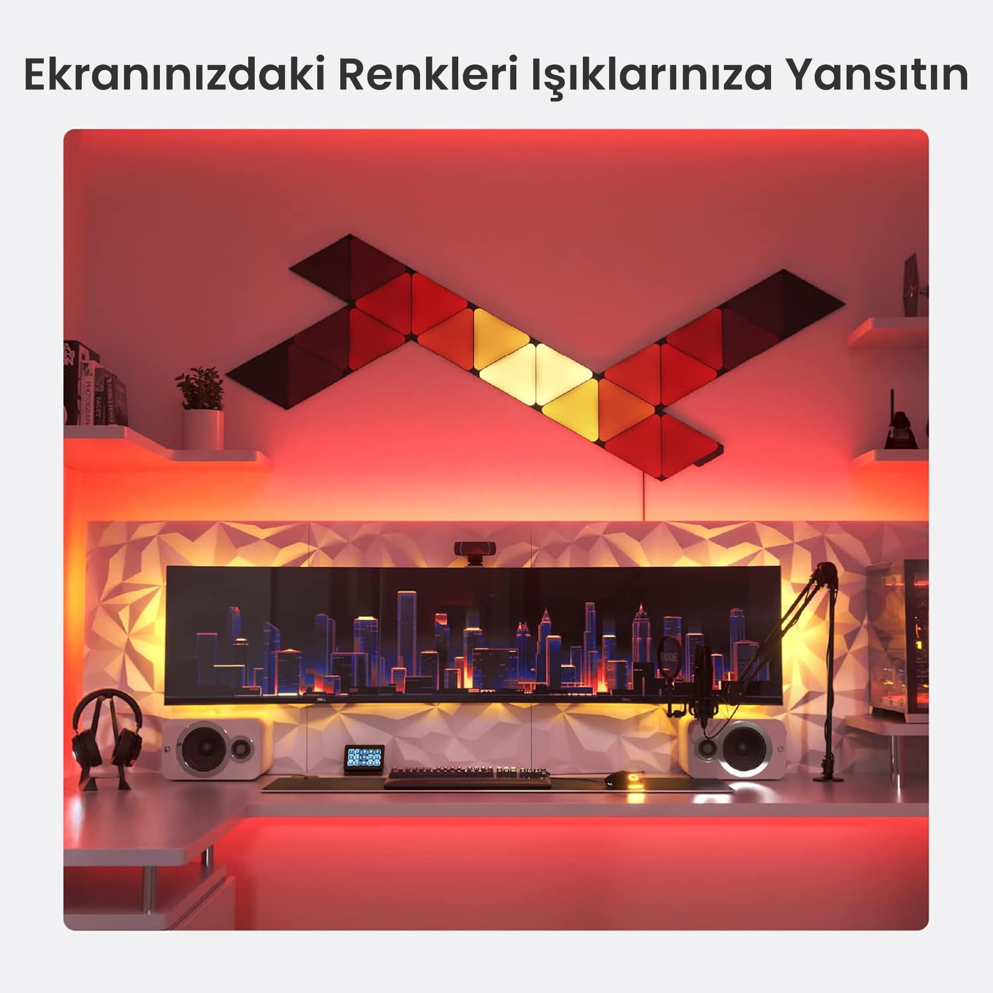 Nanoleaf Kit Shapes Ultra Black Triangle, 9 panneaux LED triangulaires intelligents RGBW 16 millions de couleurs, synchronisation musique et écran, compatible avec Alexa, Google et Apple