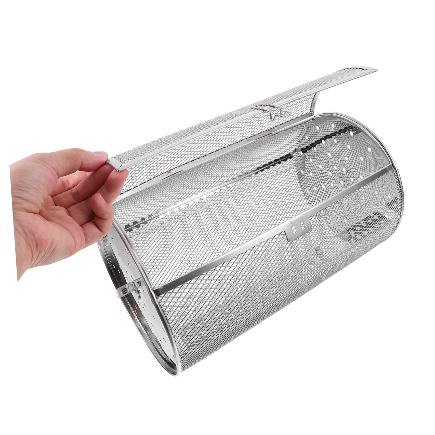 ibasenice Jaula Resistente Calentamiento Uniforme de Acero Inoxidable para Asar Giratoria Cesta para Parrilla para Horno y Barbacoa Adecuado para Frutos Secos y Cacahuetes