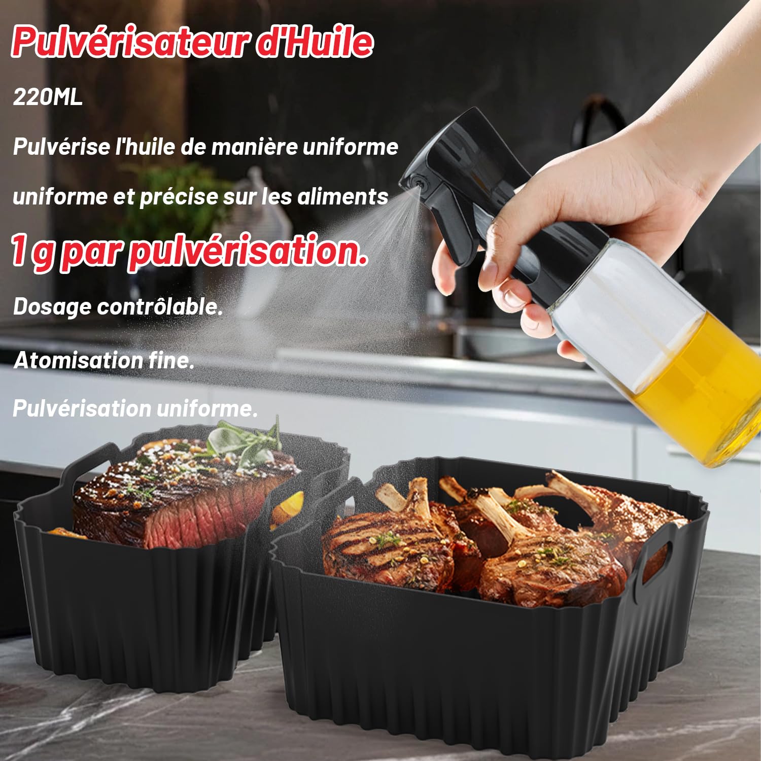 Accessoires Air Fryer Moulinex Dual Easy Fry XXL 11L, Moule En Silicone Pour Moulinex Double Friteuse À Air EZ942BF0 EZ9428F0, Papier Cuisson, grille air fryer, Spray Huile Cuisine, Moule Muffin, Etc