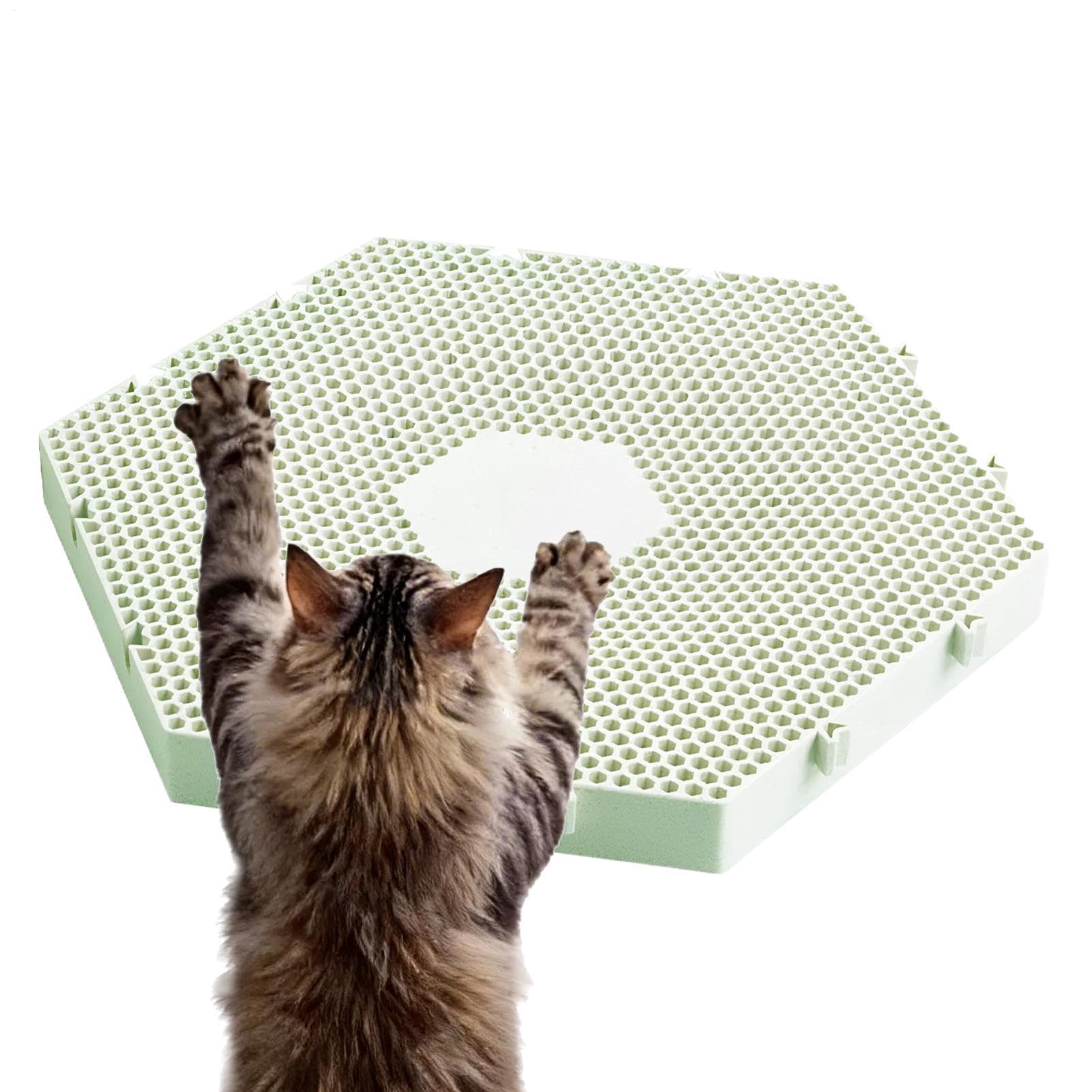 Katzenkratzbrett Mit Katzenminze, waschbarer, Rutschfester Kratzmatte | Kratzmatte Kratzunterlage Kratzspielzeug Katzen Für Möbelschutz sowie Krallenpflege im Innenbereich auf dem Boden beim Grün