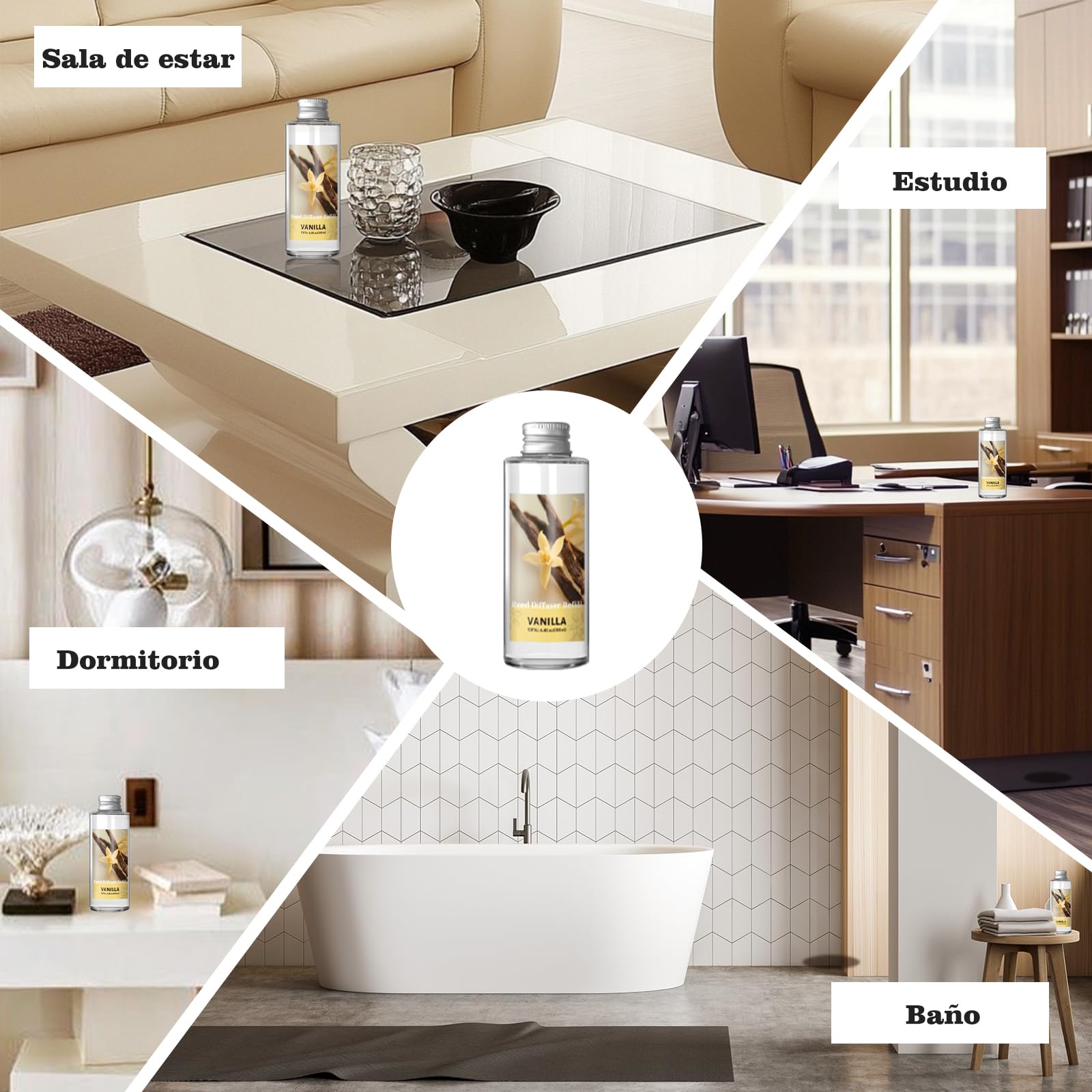 SCENTORINI Difusor De Fragancia Para Habitación Vainilla200ML Recambio De Aceite Esencia, Ambientadores De Hogar Fragancia Duradera Para El Hogar, Baño y Decoración De Habitación