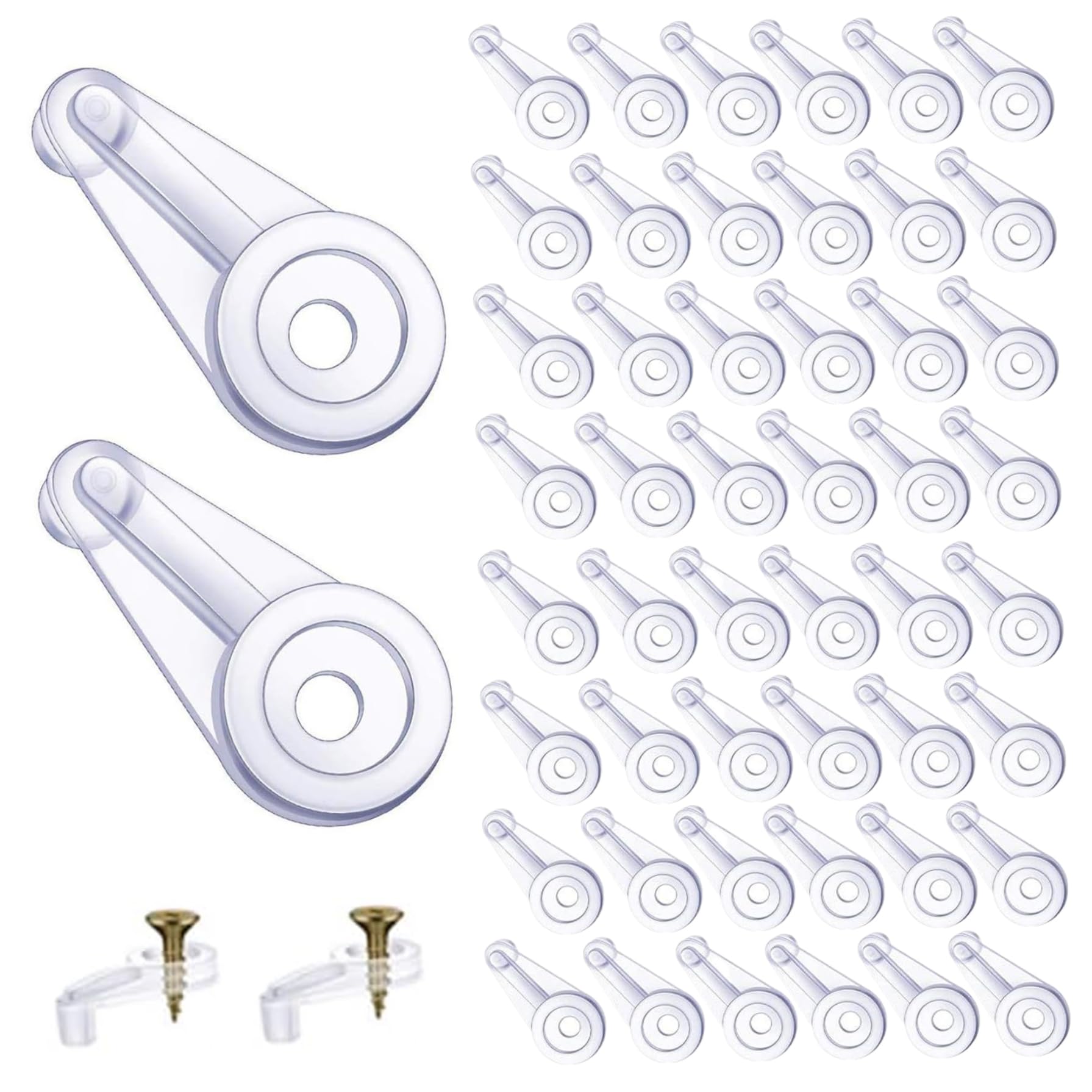 Glass Retainer Clips Kit 50Pcs Clear False Front Cabinet Clips with Screws Plastic