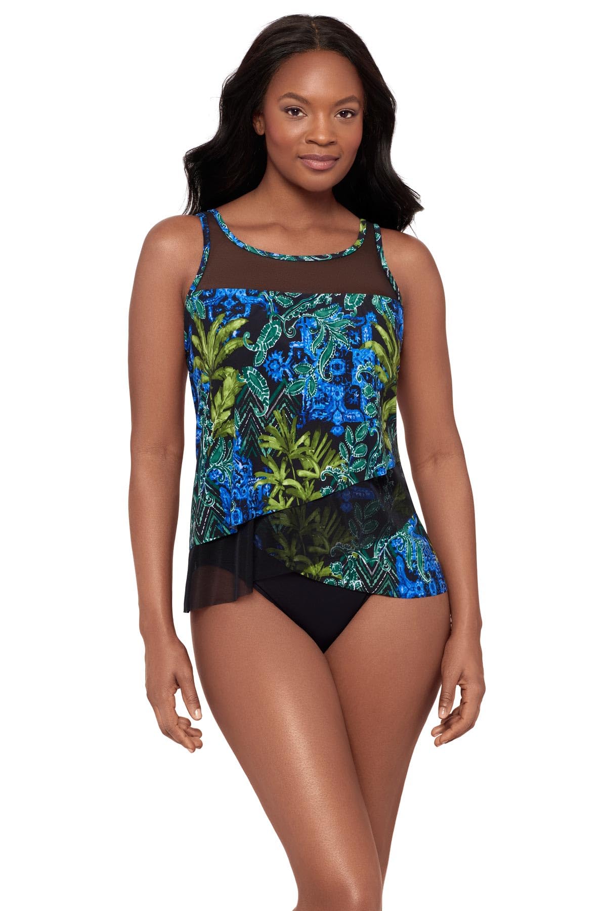 Miraclesuit Womens Swimwear Mirage High Neckline Underwire Bra Tankini Bathing Suit Top