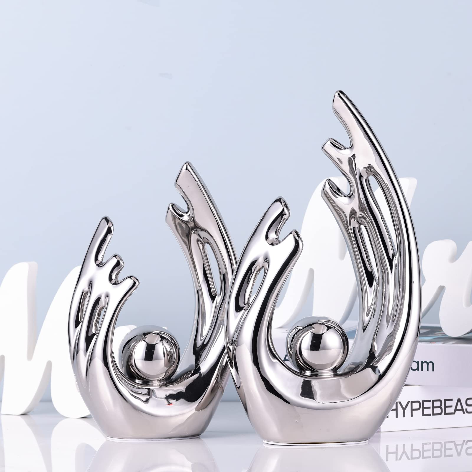 Decoración de plata de Sala de estar,Mesa de café decorativa,escultura de Sala de estar,decoración abstracta escandinava,decoración de plata moderna,decoración de estatuas,decoración alféizar ventana