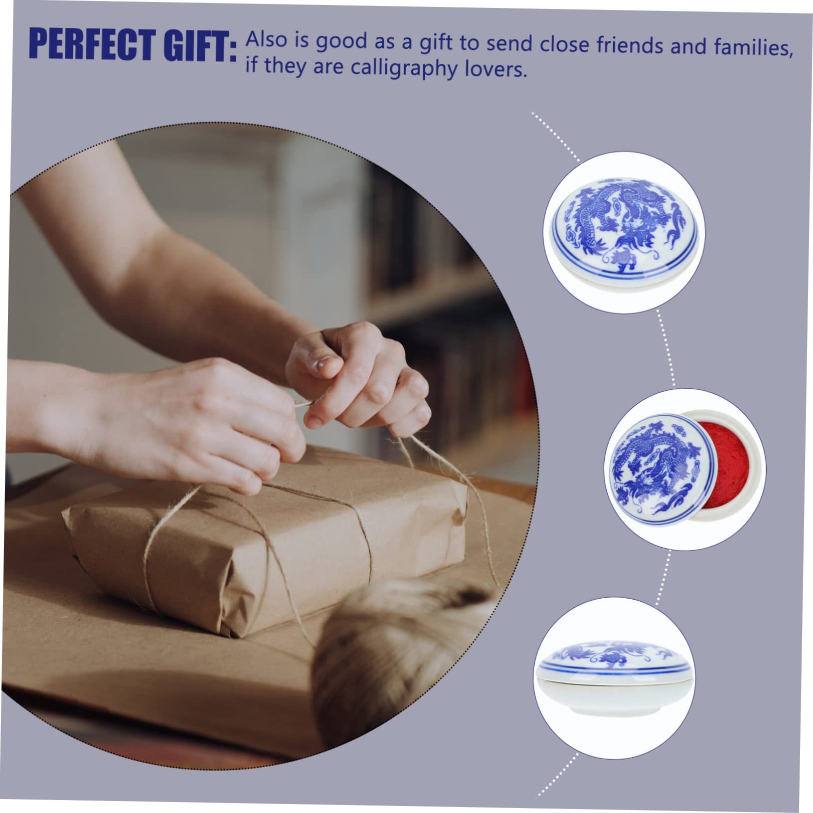LALAFINA 3stücke Keramisches Stempelkissen Für Kalligraphie Und Projekte Für Anfänger Tragbare Tintenpaste Box Für Karten-Dekoration