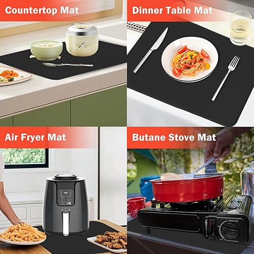 Miniatura 6 de Alfombrilla de parrilla de 15 x 18 pulgadas, resistente al calor, fácil de limpiar y almacenar, impermeable y plegable, 0.039 in