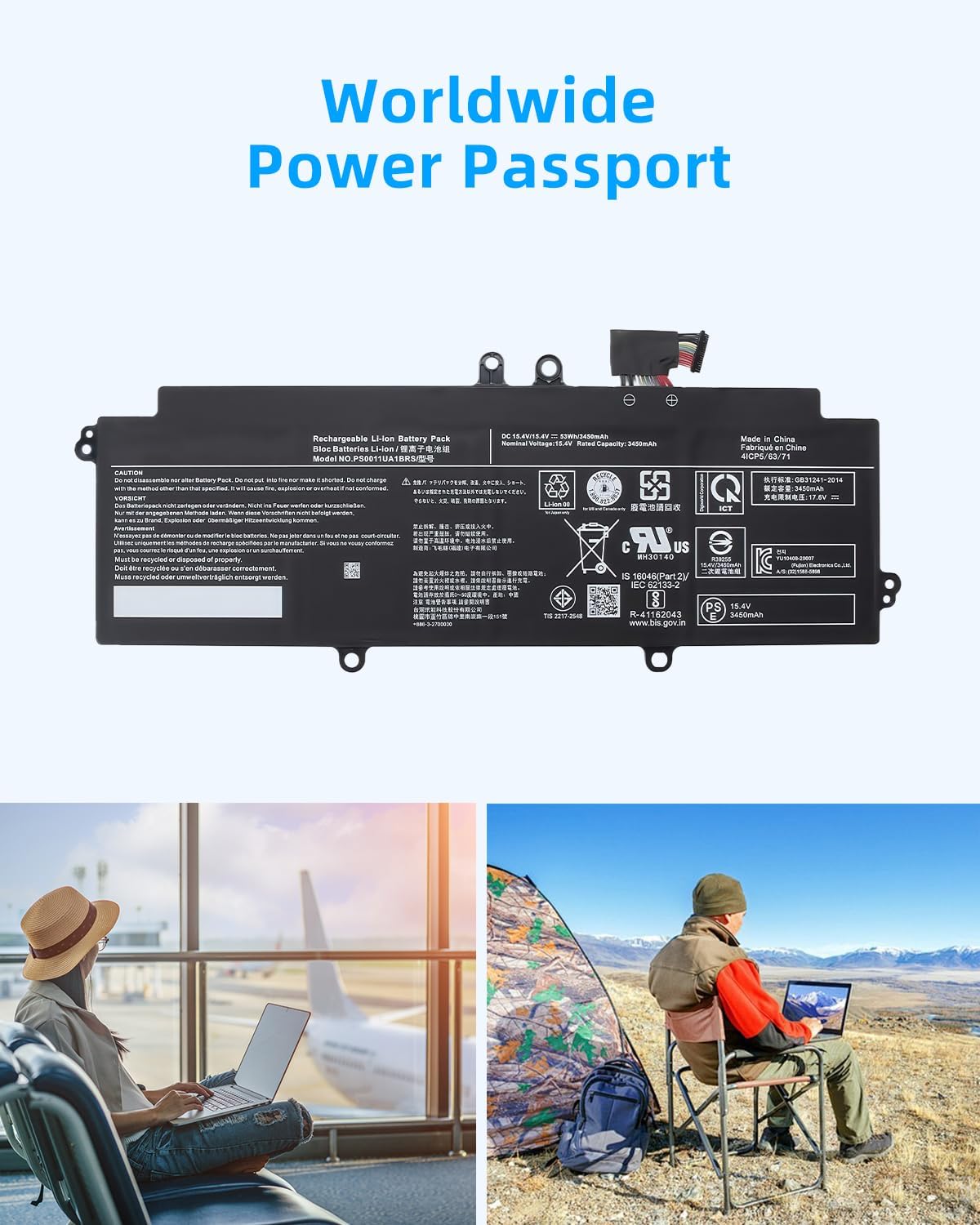 53Wh PS0011UA1BRS Laptop Battery Replacement for Toshiba Dynabook Portege X30L-J PCR10A-009003 PCR10L-13L011 PCR10T-04N00X PCR12U Series 4ICP5/63/71(15.4V 3450mAh 4-Cell) Hign Performance