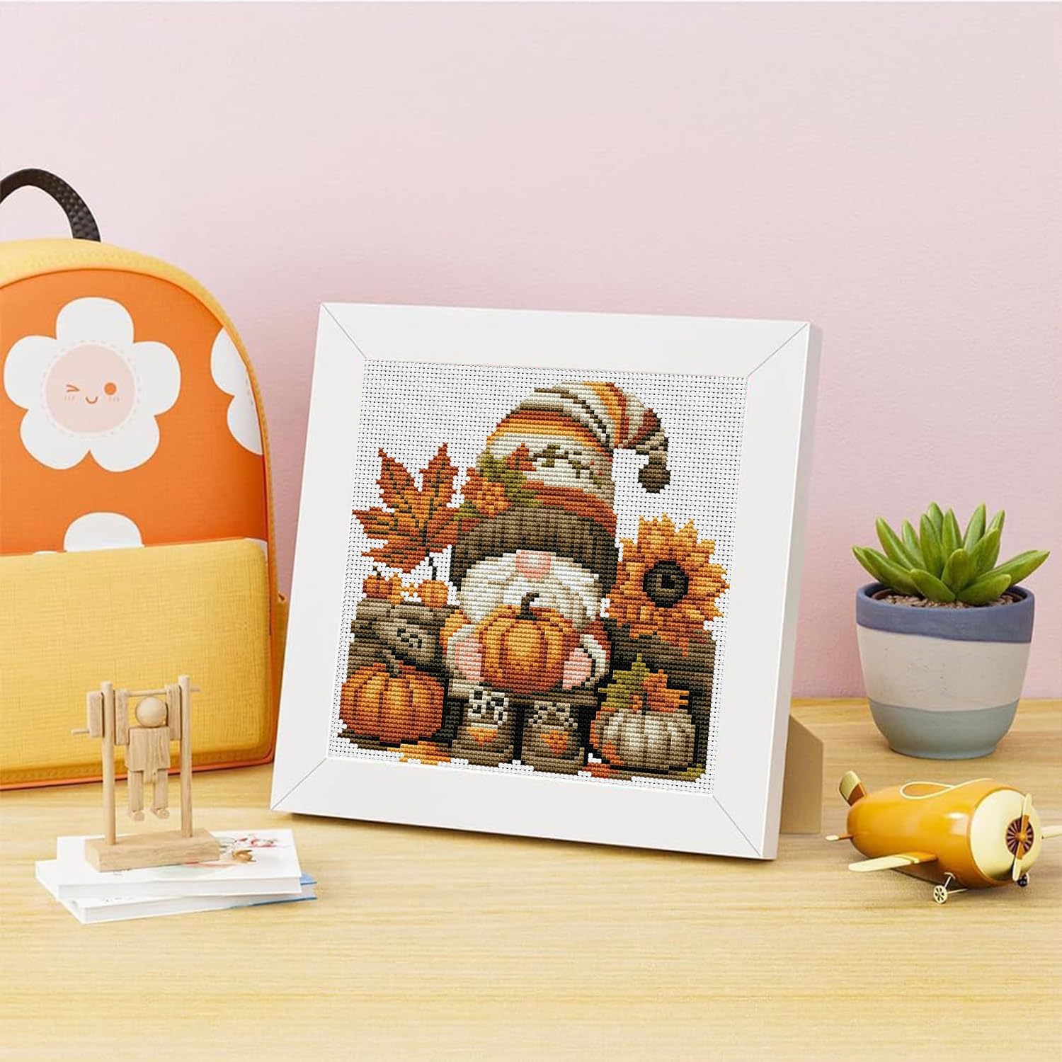 Fall Cross Stitch Kits, Cross Stitch Kits for Adults Beginner with Framed