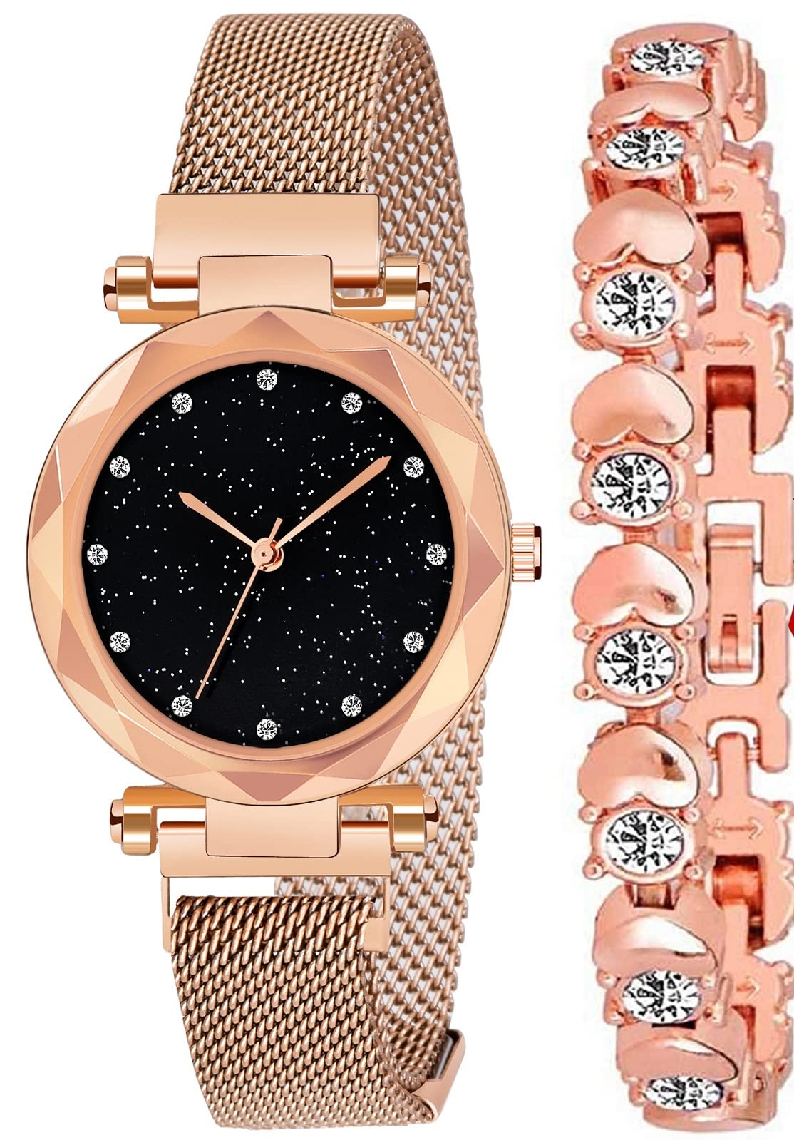 Acnos® Premium Casual Analogue Womens Watch(Black Dial Platinum Colored Strap) (B08VDZHW31) Amazon Price History, Amazon Price Tracker