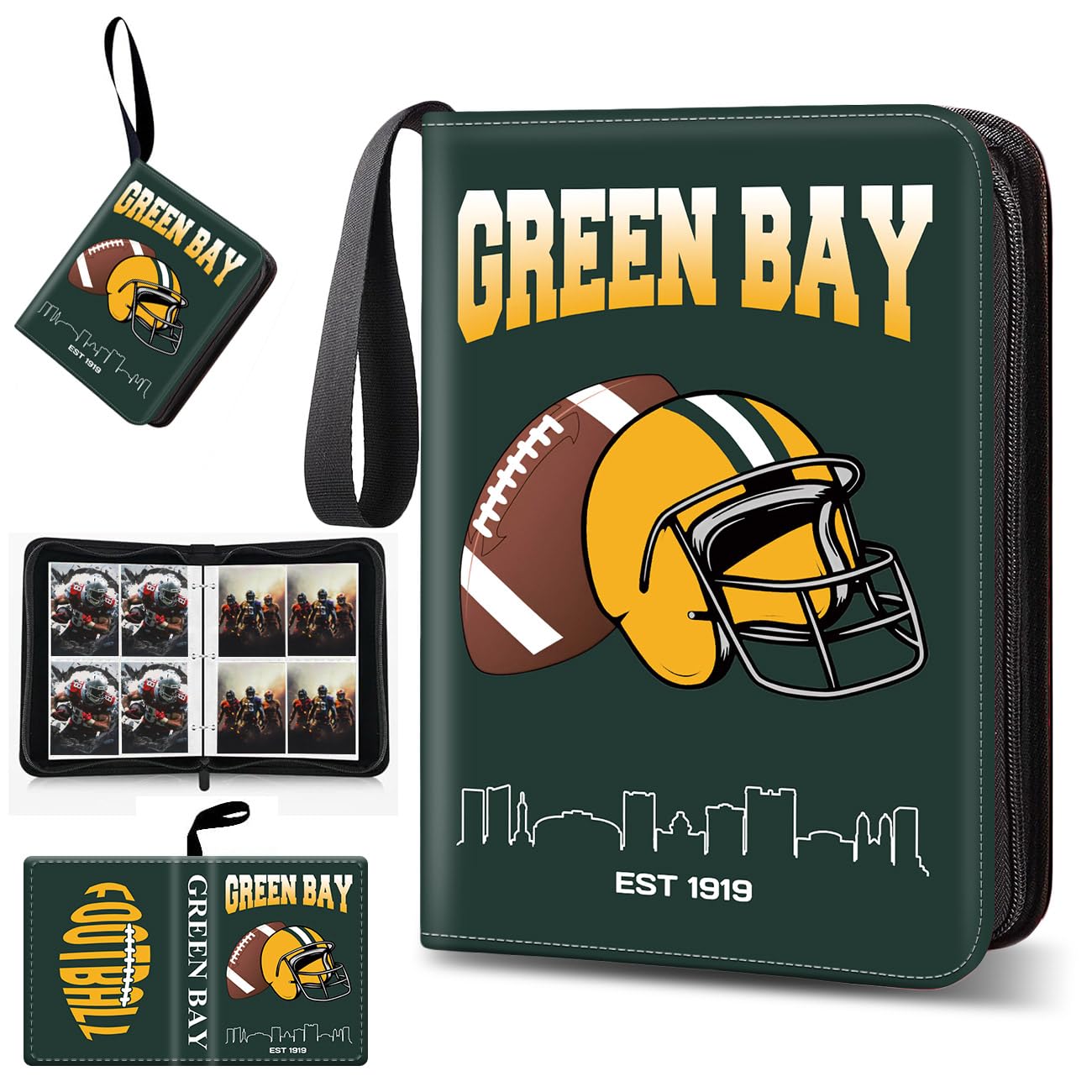 Classeur de cartes à collectionner Green Bay avec 4 poches pour ranger 400 cartes de jeu