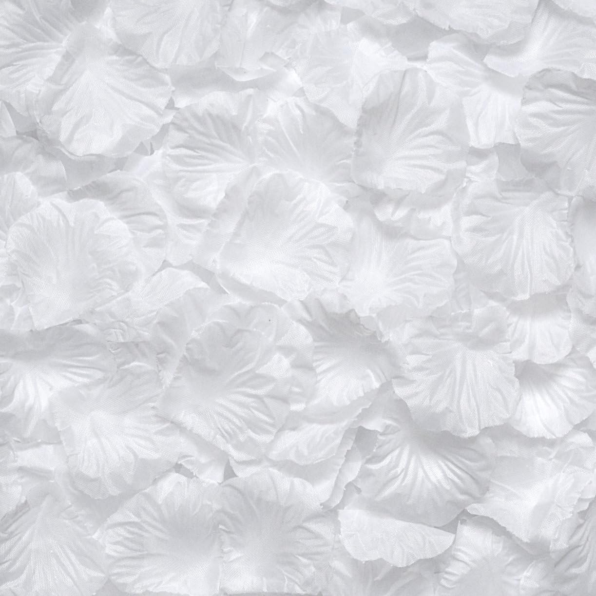 obmwang2000 PCS Dark Silk Rose Petals Wedding Flower Decoration Artificial Red Rose Flower Petals for Wedding Party Favors Decoration and Vase Home Decor Wedding Bridal Decoration. White