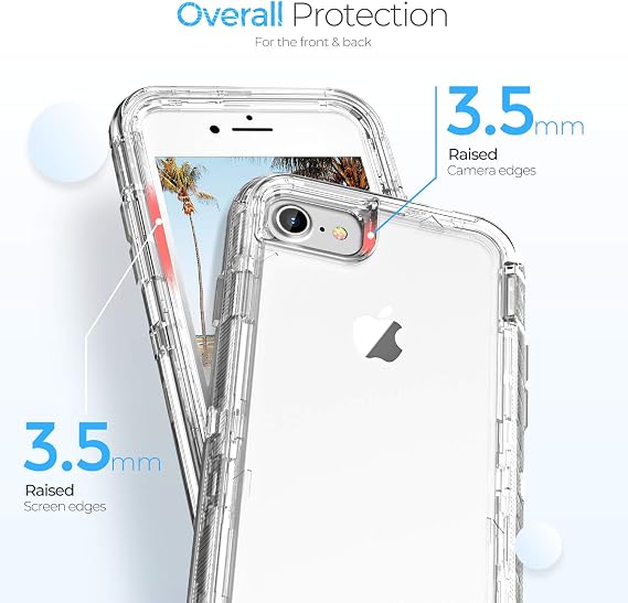 ORIbox Case Compatible with iPhone 7 Plus & 8 Plus, Heavy Duty Shockproof Anti-Fall Clear Case, Crystal Clear