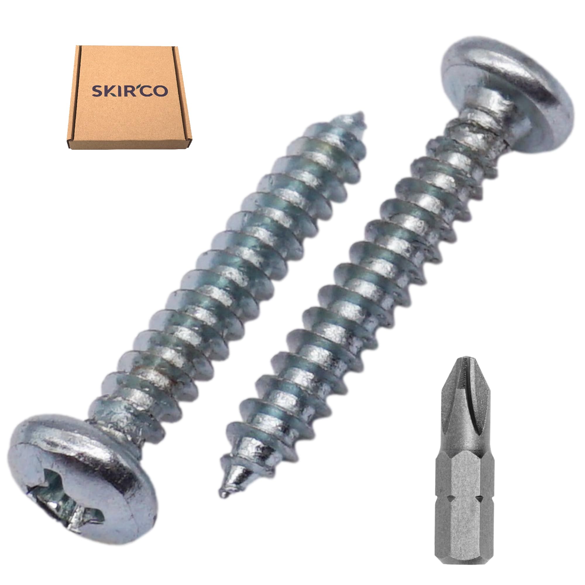 SKIR'CO (100 pcs) Zinc Plated Steel 4.2 x 25 mm Self-Tapping Screws, DIN 7981 C, Pan Head Screws, PH Head - Image 2