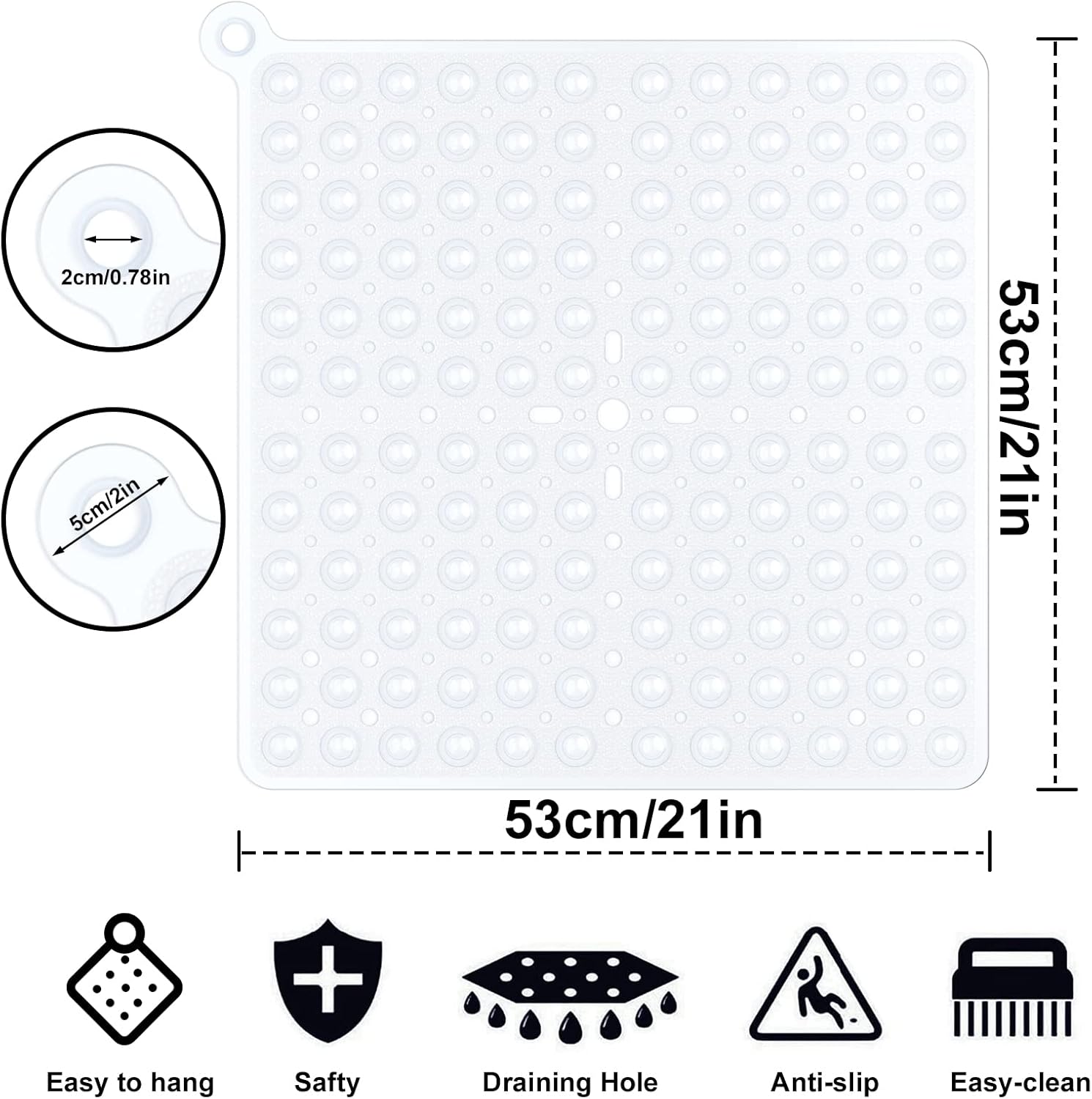 Buy XIYUNTE Original Shower Mat Non Slip Anti Mould 53 x 53cm Square