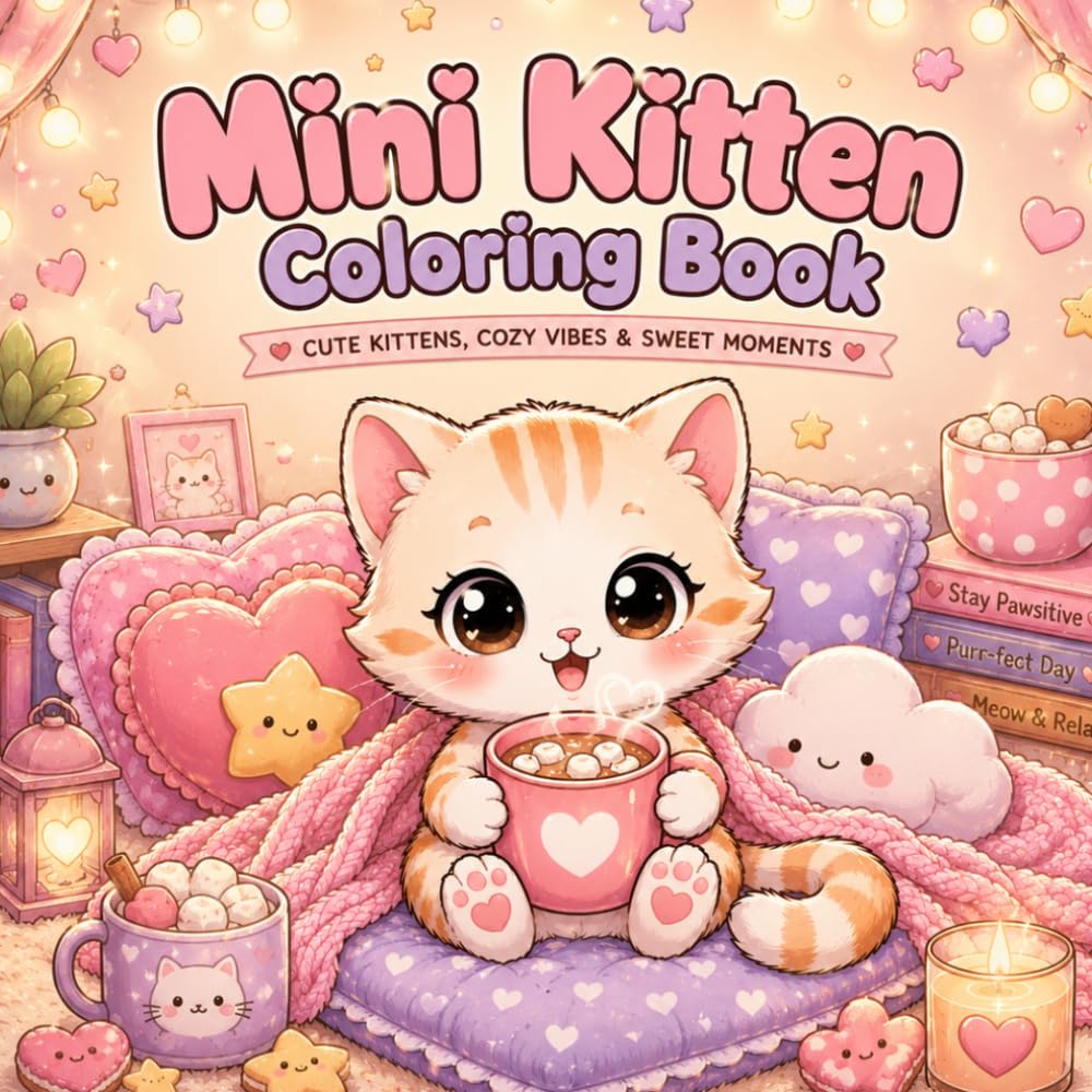Mini Kitten Coloring Book: 30 Adorable Kitten Illustrations for Cat Lovers of All Ages | Cute Single-Sided Coloring Pages in 8.5 x 8.5 Inch Format