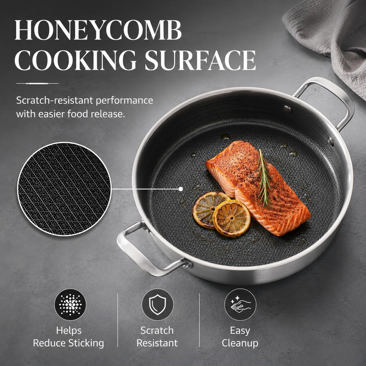 Yeksum 7 Quart Stainless Steel Sauté Pan -4