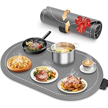 seenlast Warming Mat for Food with Adjustable Temperature Timer,10S Fast Heating Silicone Food Warmers for Parties Buffet and Home Daily,Food Warming Mat with Insulating Pad Raised Feet Protects Table