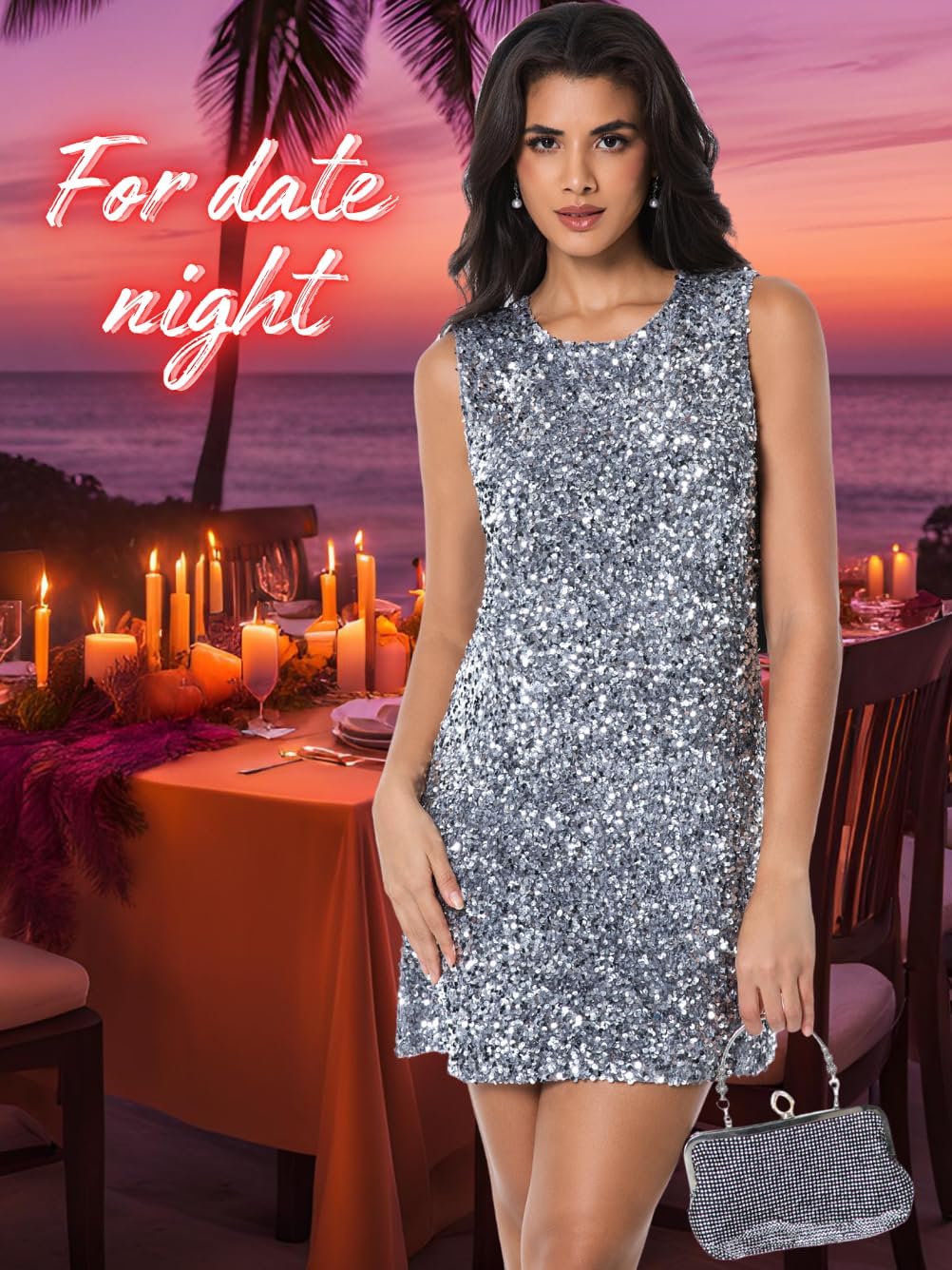 Kaei&Shi Sequin Dress with Bow,Sparkly Velvet Short Prom Dresses,Homecoming Cocktail Birthday Outfits for Women - Image 7