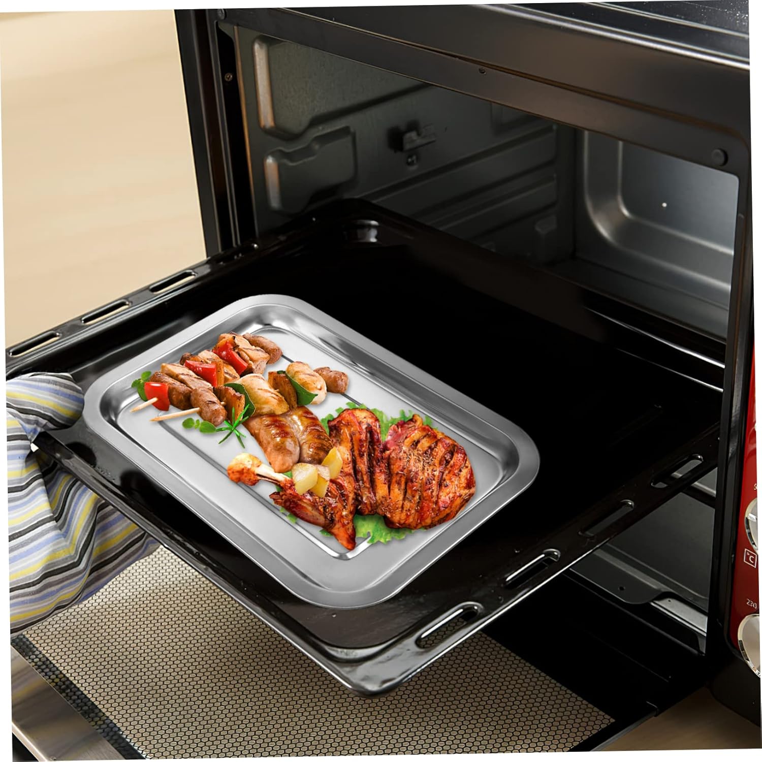 10-Piece Stainless Steel Baking Sheets Set Nonstick Cookie Trays for Oven Heavy-Duty Bakeware Pans for Cookies and Pastries Dishwasher Safe