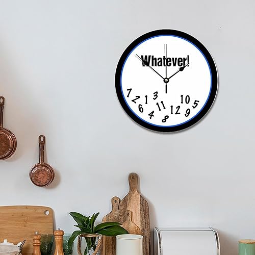 Miniatura 4 de ArogGeld Whatever Funny - Reloj de pared personalizado de 10 pulgadas, redondo de madera vintage, funciona con pilas, grande, silencioso,