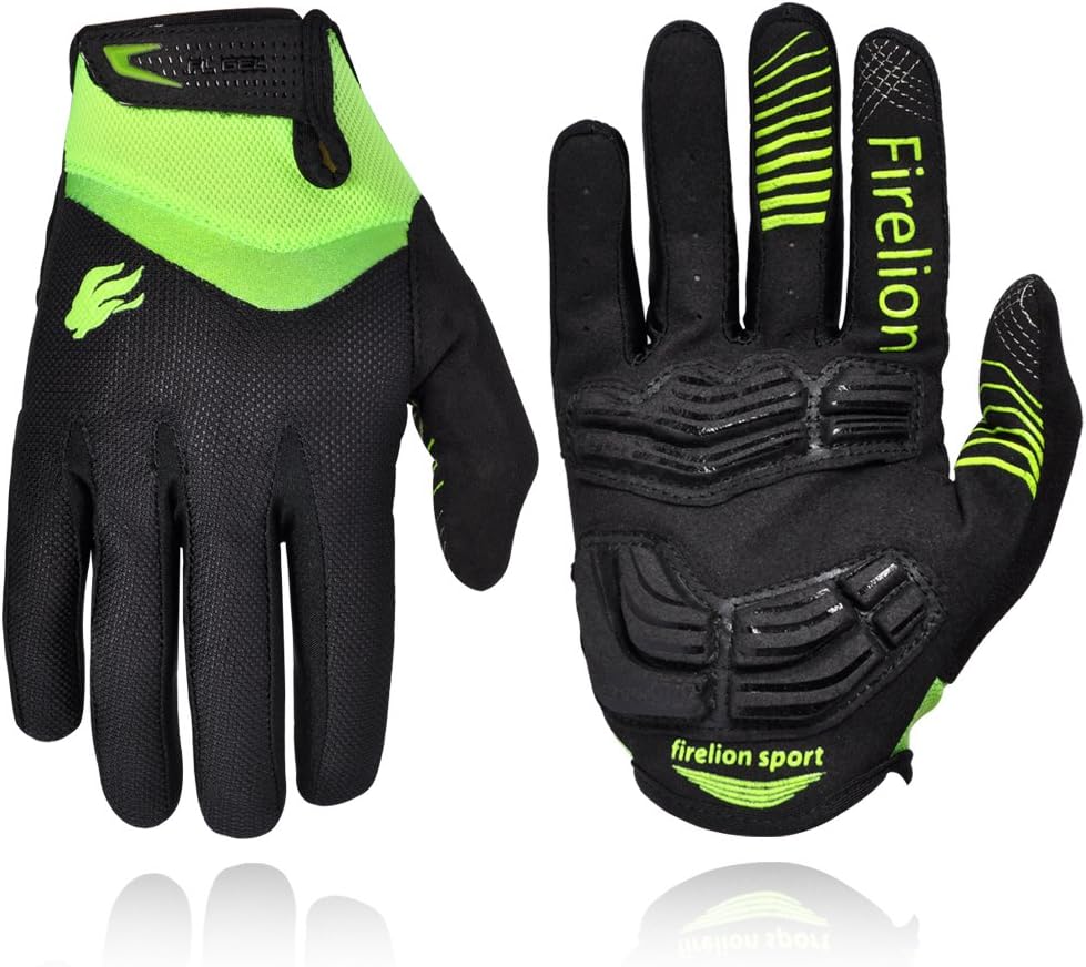 FIRELION Cycling Gloves Bike Bicycle Gloves - Breathable Padded Shock-Absorbing Anti-Slip - MTB DH Road Touch Recognition Full Finger Gloves for Men/Women : Sports & Outdoors