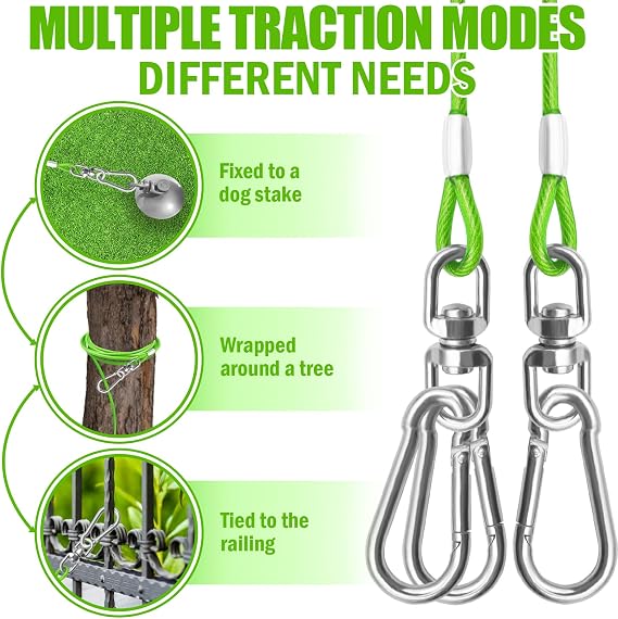 Dog Tie Out Cable - Heavy Duty Dog Chain for Yard, Blue/Purple/Green/Pink Outdoor Tether & Leash, 10/15/20/30Ft,Lead for Dogs Outside
