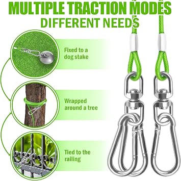 Dog Tie Out Cable - Heavy Duty Dog Chain for Yard, Blue/Purple/Green/Pink Outdoor Tether & Leash, 10/15/20/30Ft,Lead for Dogs Outside