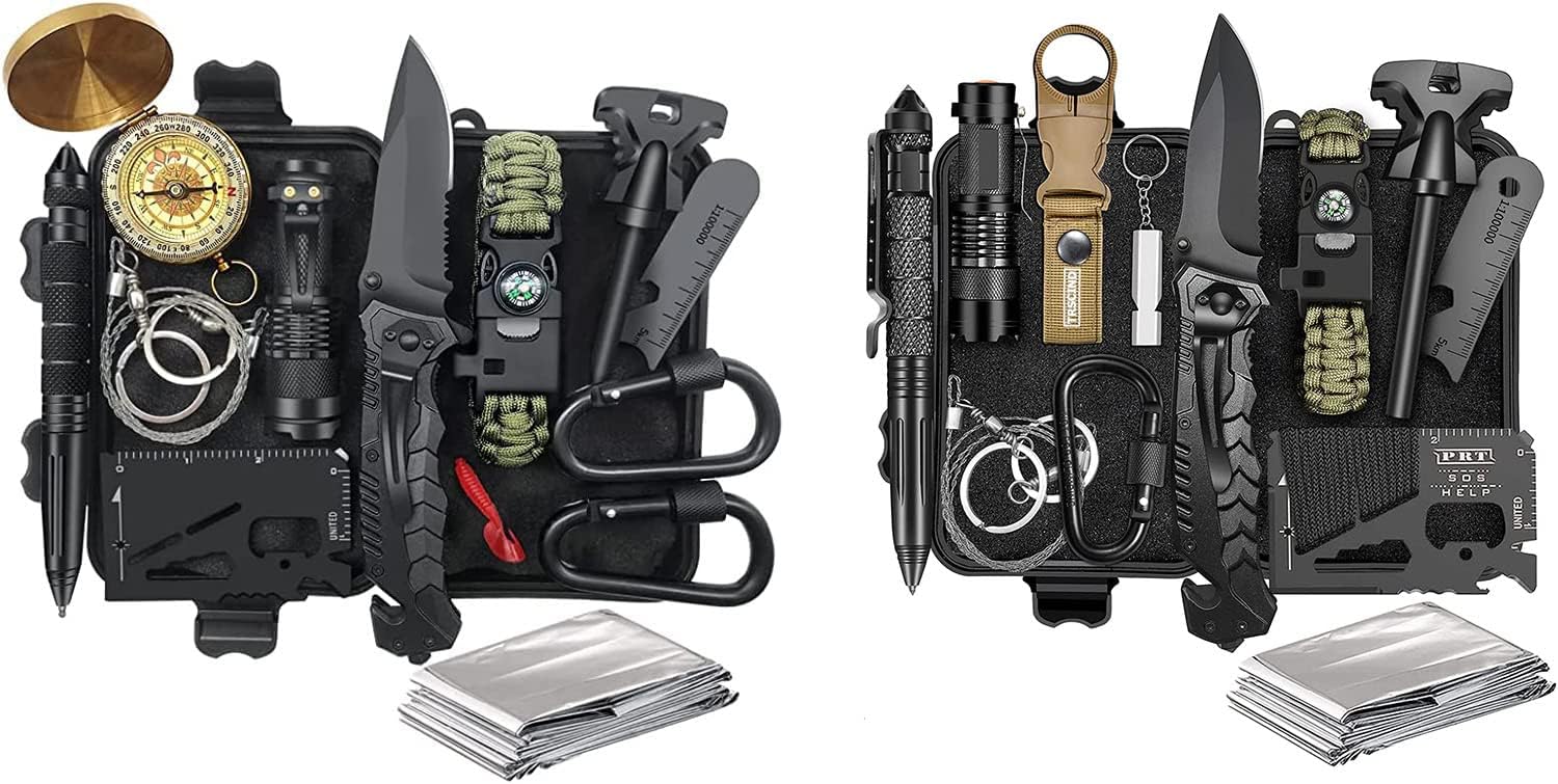 Gifts for Men Dad Husband, Survival Kit 14 in 1, Survival Gear and Equipment, Christmas Stocking Stuffers Fishing Hunting Birthday Gifts for Him Boyfriend Teen Boy Women, Cool Gadgets