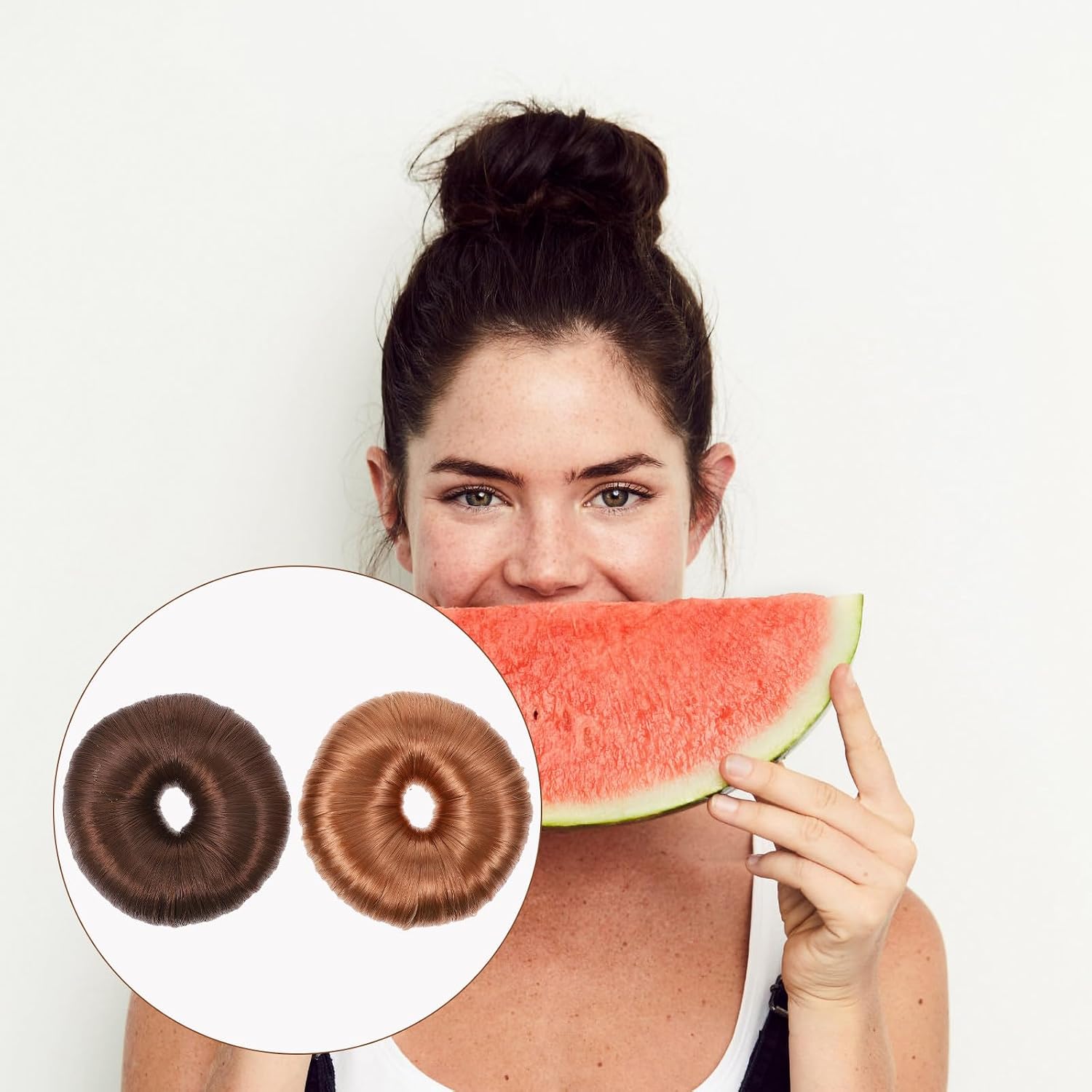 2pcs Hair Donut Bun Makers for Women Use Hair Doughnut Shaper Rings Adds Volume and Fullness to Updos and Ponytails Suitable for Long for Weddings and Everyday Styling