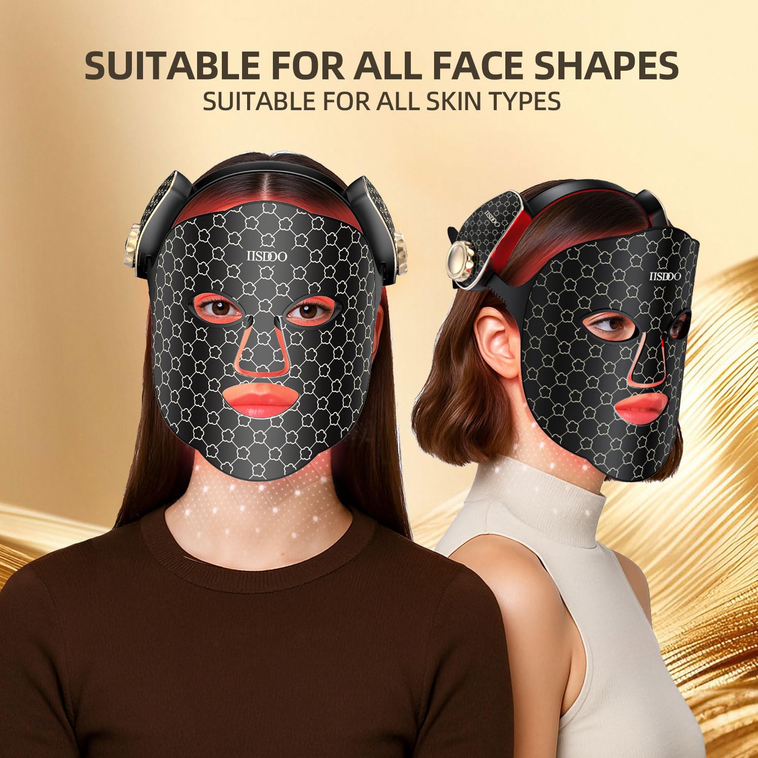 6-Star 6-Core LED Red Light Therapy Face Mask, Wireless Voice Control, 5 Custom Modes, Professional Anti-Aging Skin Rejuvenation for Wrinkles, Fine Lines & Brightening, Cordless & Rechargeable