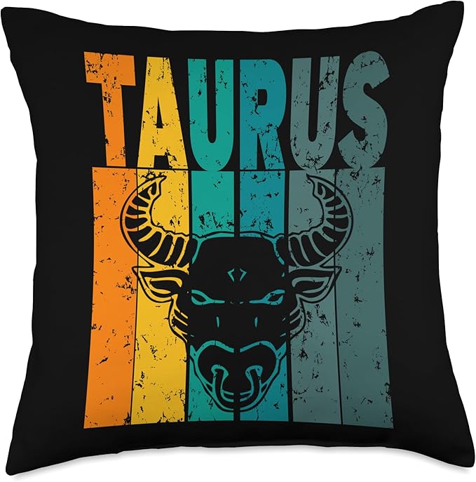 Retro - Zodiac Sign Taurus Throw Pillow