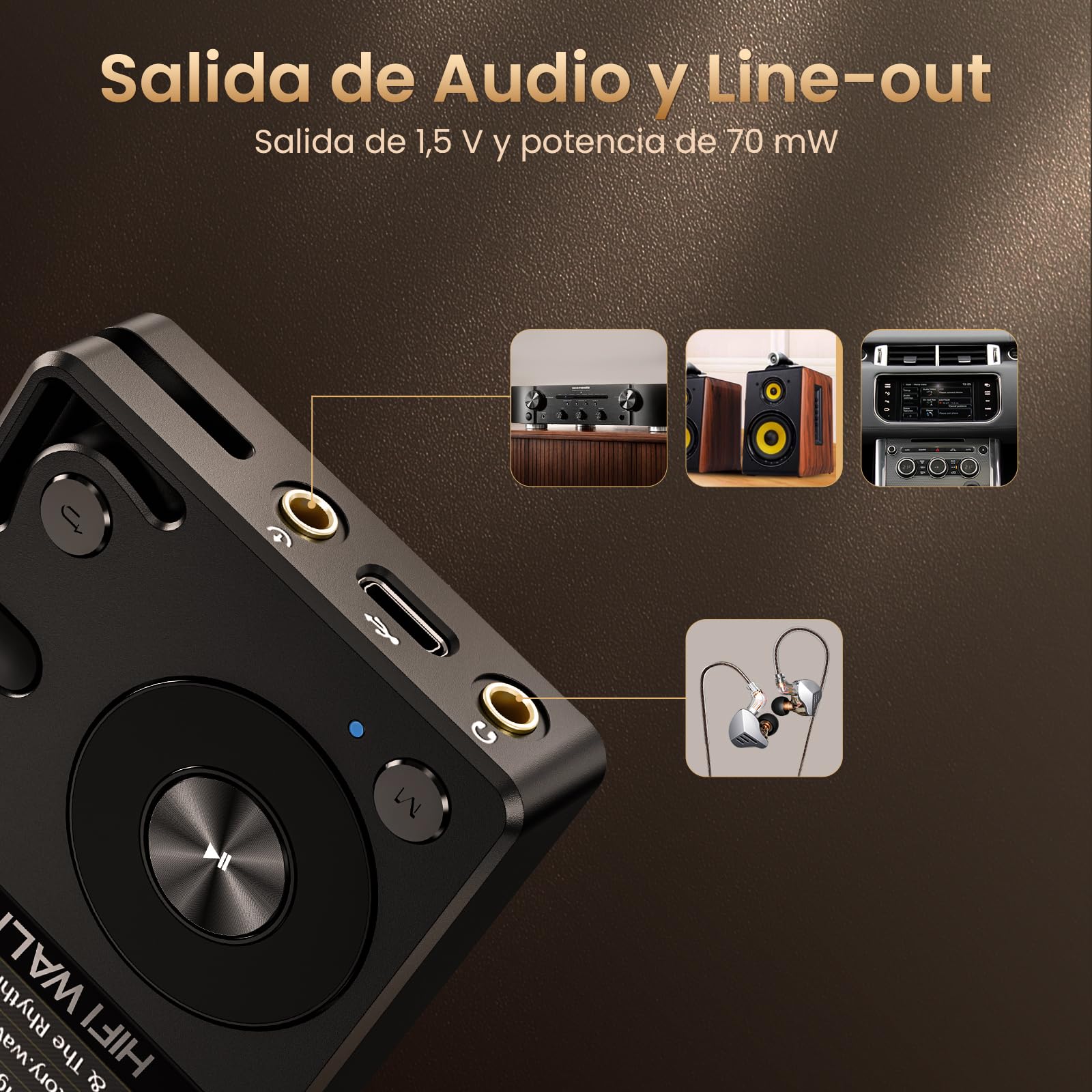 HIFI Walker H2 128 GB MP3-Player Bluetooth 5.2 DSD DAC Hi-Res FLAC Reproductor de música sin pérdidas 128 GB Tarjeta SD 512 GB Ampliable Regulador ALPS Robusta Carcasa de Zinc