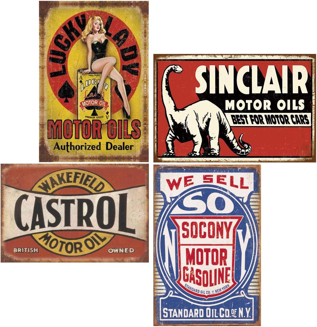Amazon.com: Tin Signs 4 Pieces Reproduced Vintage, Home Kitchen Man ...