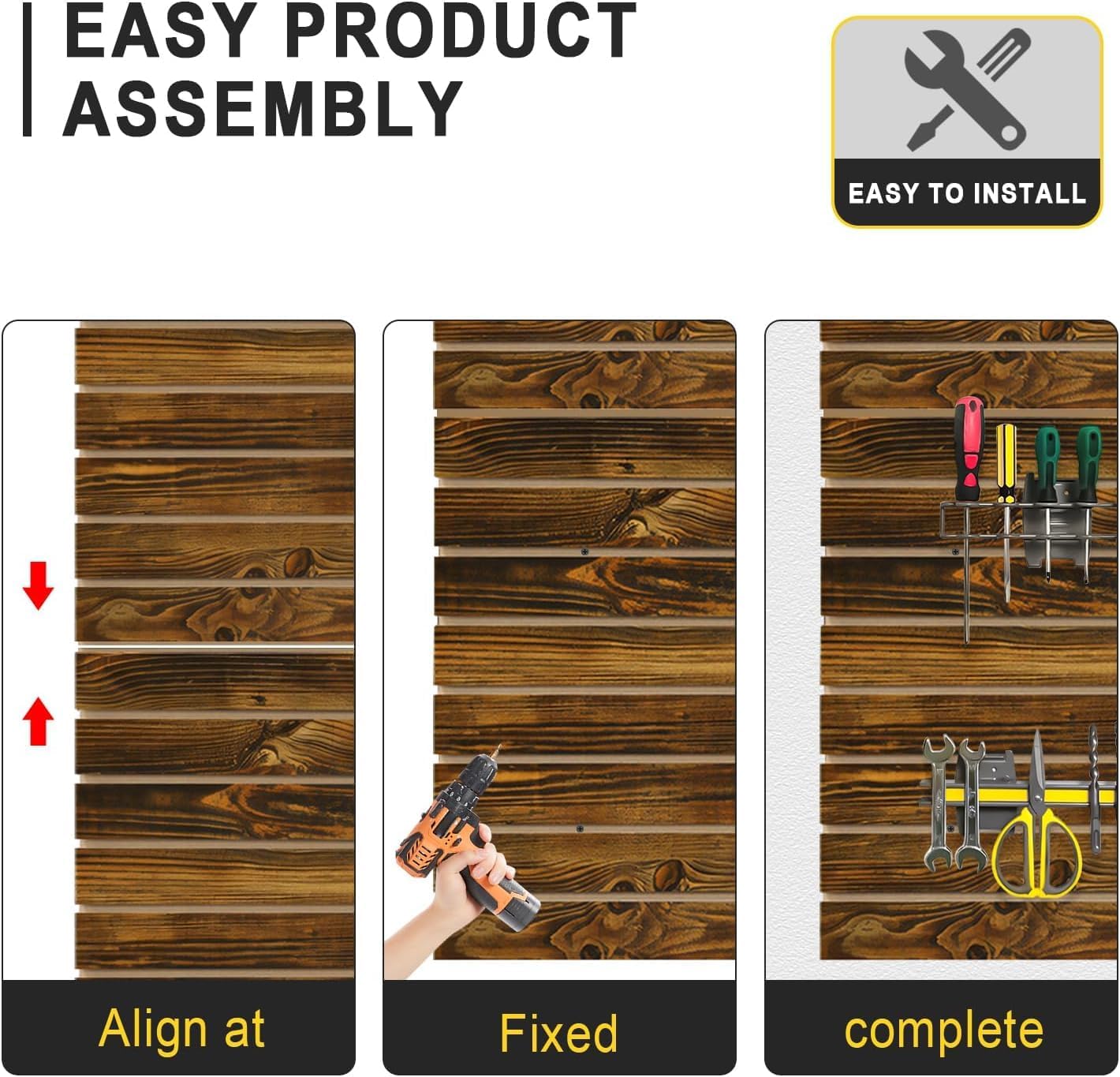 Slat Wall Panels, 4 x 4ft MDF Slatwall Panels with Modular Design, Heavy Duty Wall Mounted Slatwall Panels for Retail Display, Garage Tool Storage, Guitar Shop, Home Storage, Wood Grain Brown