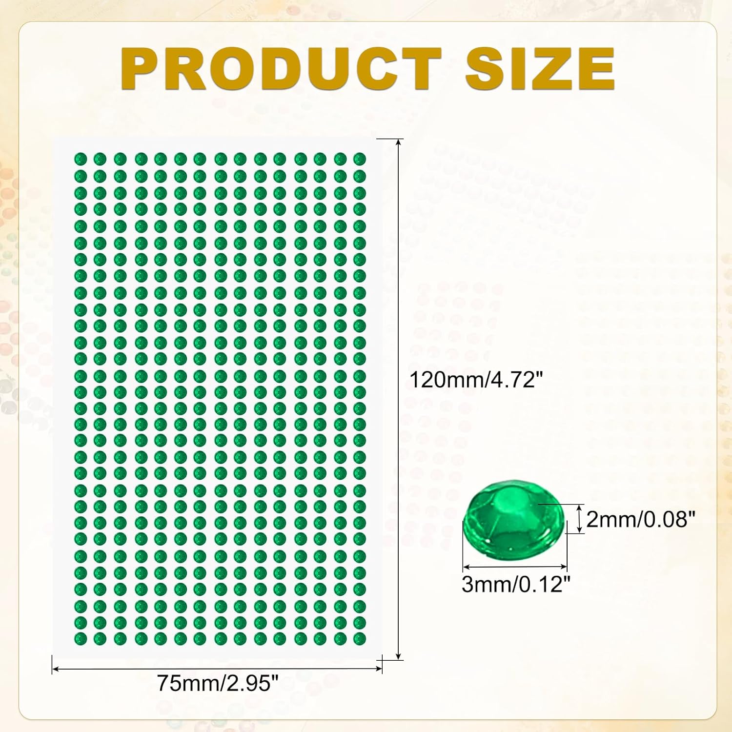 HARFINGTON 5 Sheet/2250pcs Rhinestone Adhesive Stickers Self Adhesive Acrylic Gem Sticker 3mm Plastic Face Bling Gem Stones Jewel for Nail Art Craft Clothes DIY Makeup Decoration, Dark Green - Image 2