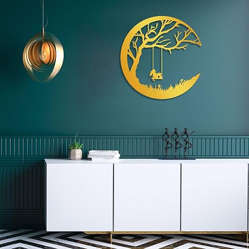 Miniatura 2 de fayholy Arte de pared de metal de luna, decoración de pared bohemia, luna bohemia, arte retro, decoración de pared de sala de estar, arte de pared