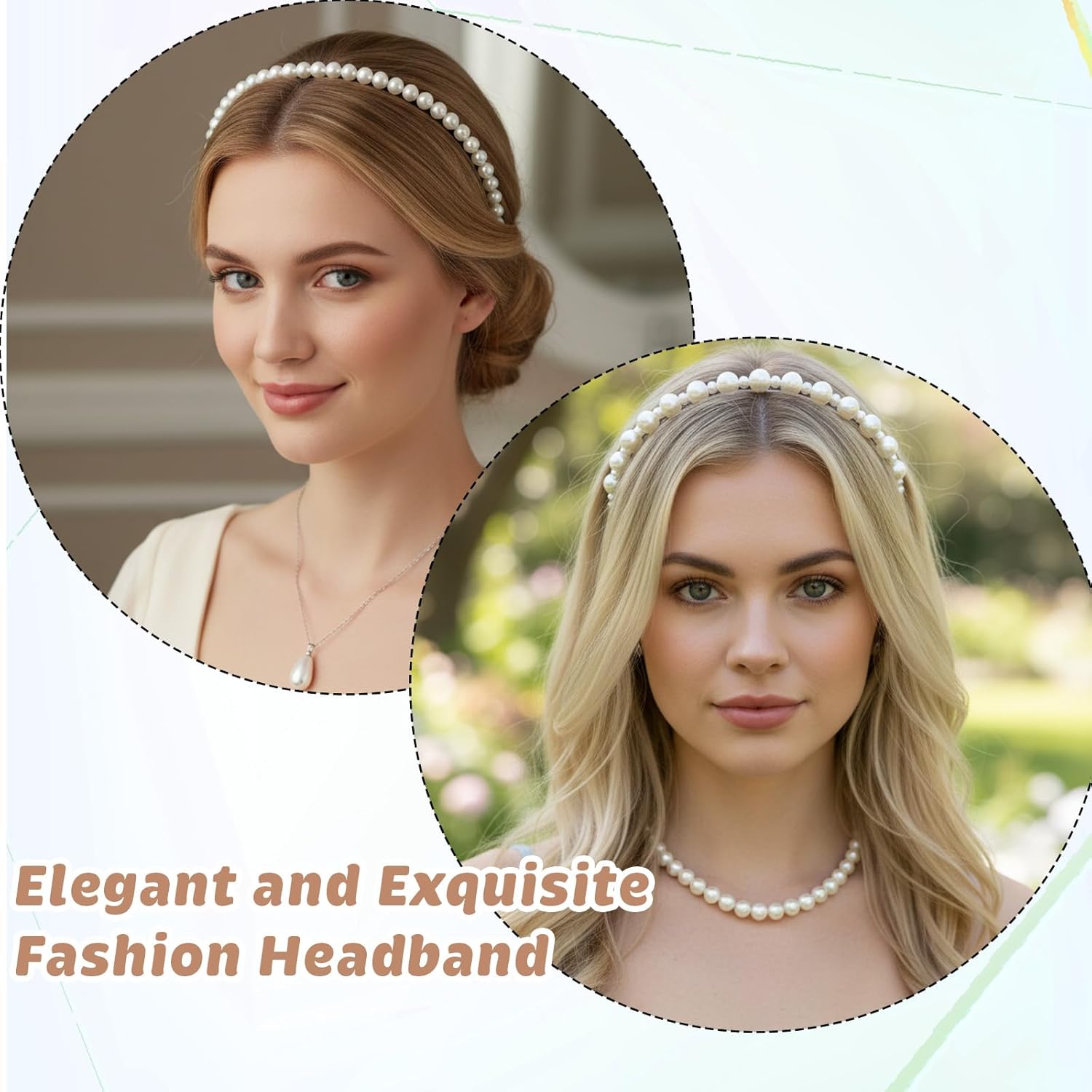 5PCS Pearl Headbands for Women White Pearl Headband for Girls Non Slip Bridal Headband for Wedding Party Pearls Hair Accessories Christmas Gifts - Image 5