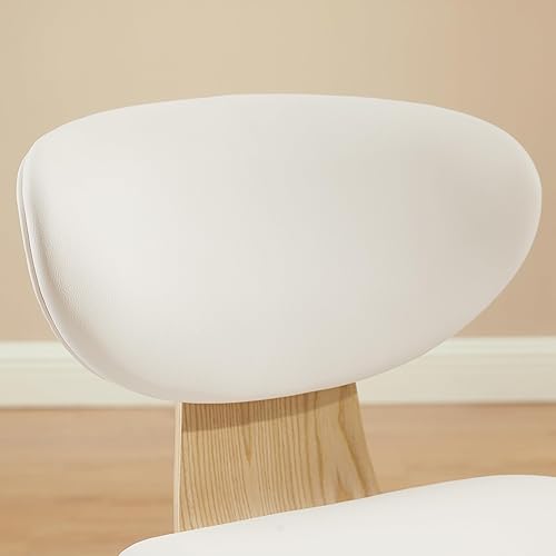 Miniatura 7 de Art Leon Juego de 2 sillas de comedor modernas de mediados de siglo, sillas de comedor tapizadas de piel sintética sin brazos con patas de madera