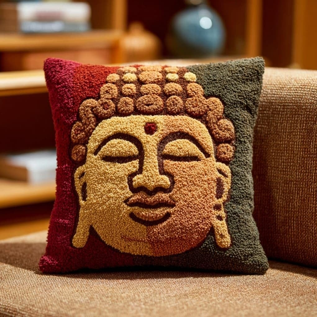 Axiangzik Buddha Statue Latch Hook Pillow Kit,